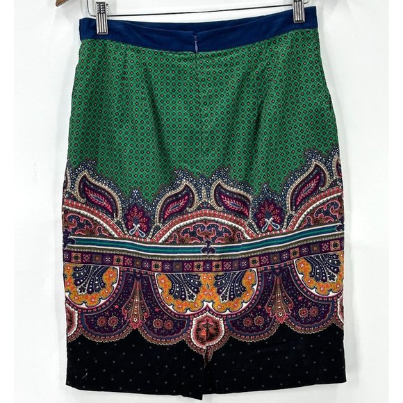 Edme Esyllte Antropologie Womens Pencil Skirt Corduroy Paisley Multicolor 6 - Picture 2 of 9